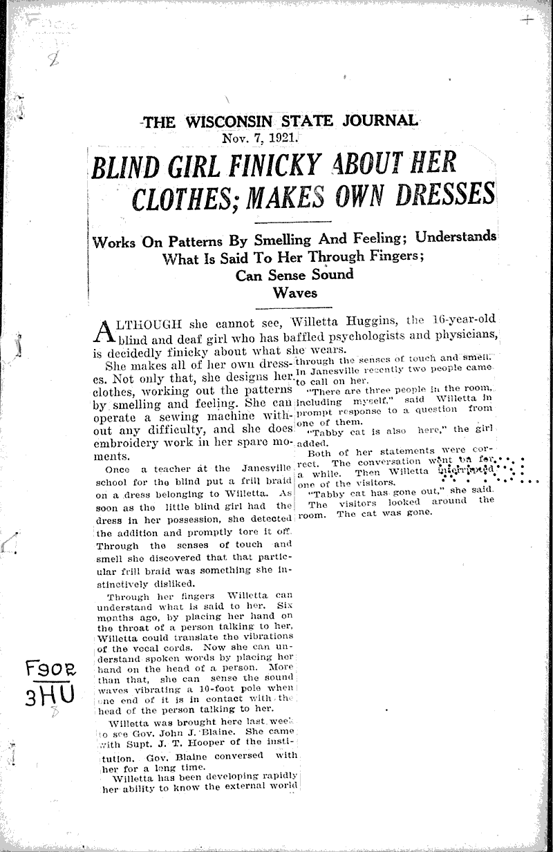  Source: Wisconsin State Journal Date: 1921-11-07