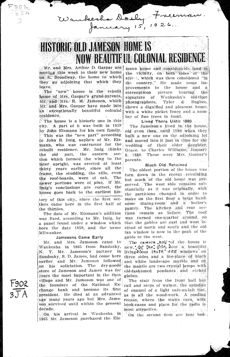  Source: Waukesha Freeman Date: 1926-01-15