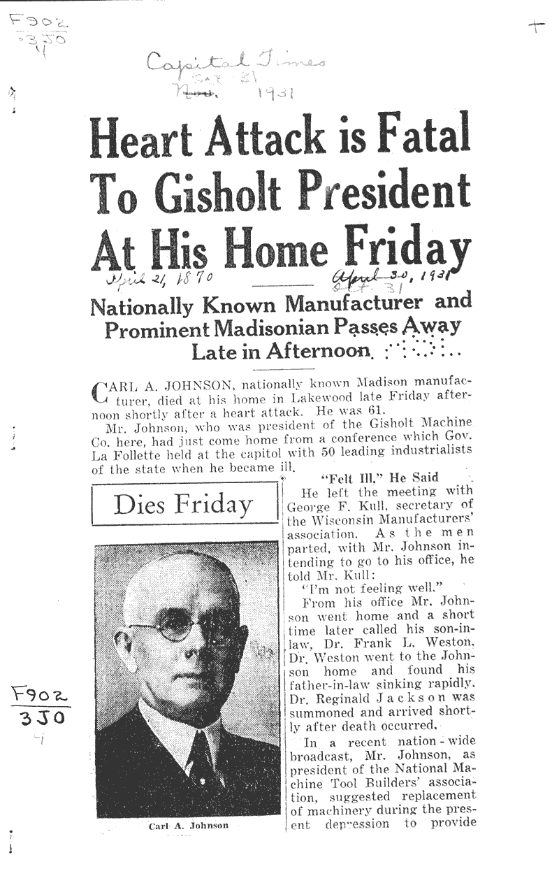  Source: Capital Times Date: 1931-10-31