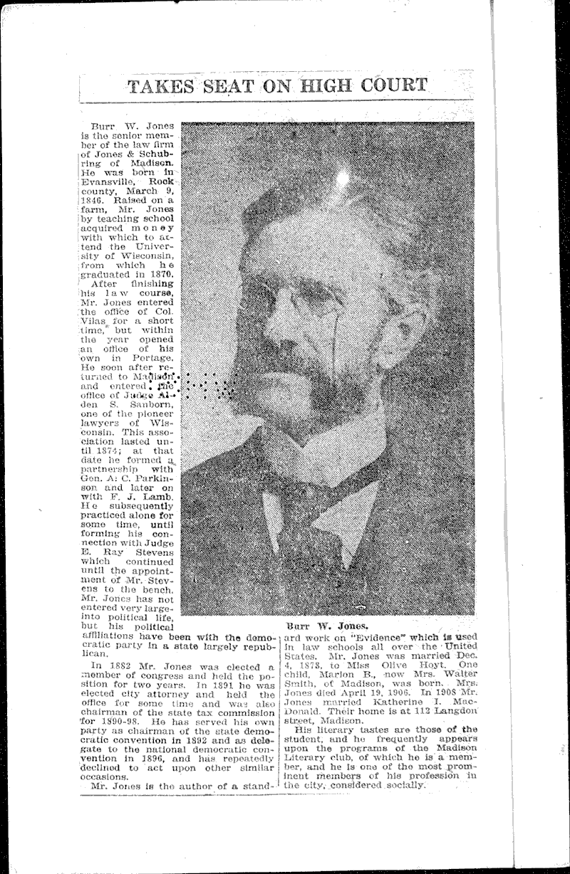 Jones' selection meets approval Source: Milwaukee Sentinel Date: 1920-09-04