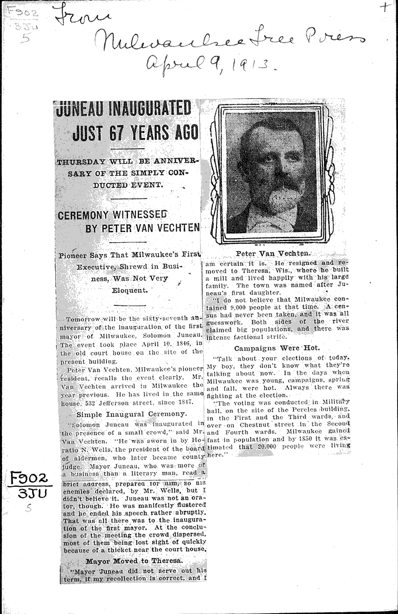  Source: Milwaukee Free Press Topics: Government and Politics Date: 1913-04-09
