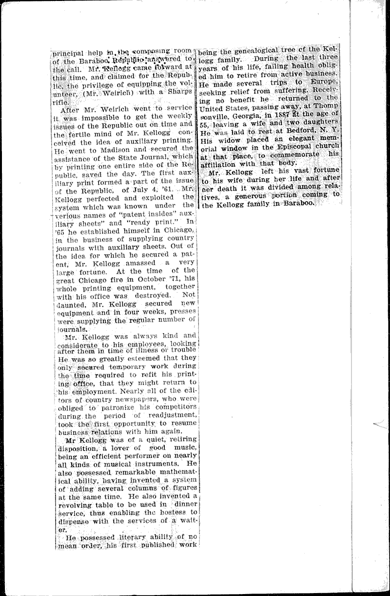 A. N. Kellogg, inventor of patent insides Source: Baraboo Daily News Topics: Industry Date: 1920-09-16