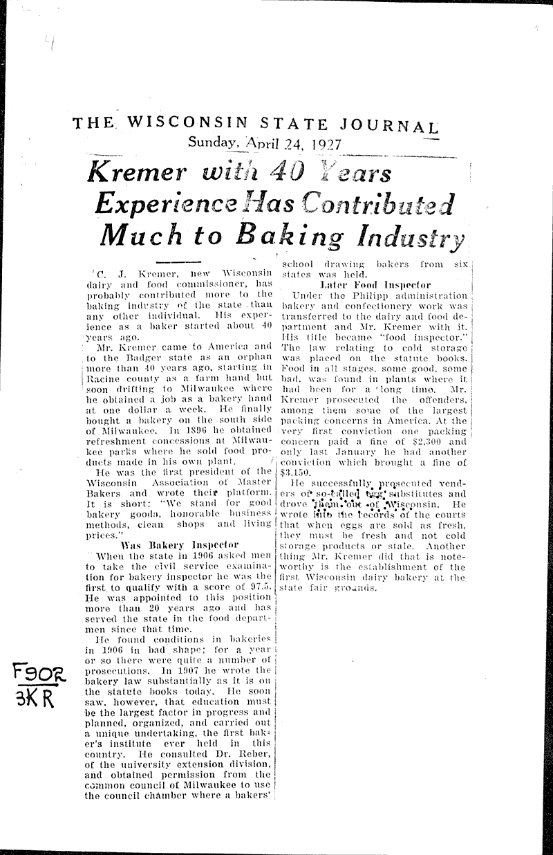  Source: Wisconsin State Journal Date: 1927-04-24
