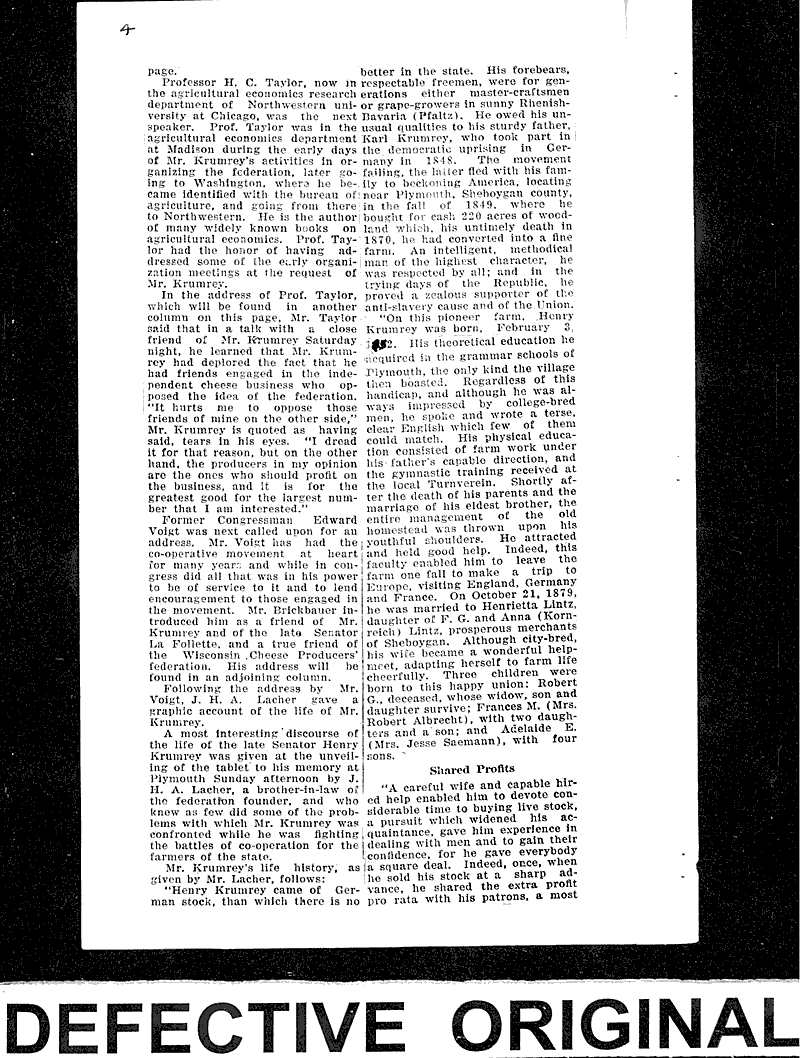 Tablet to Krumrey to be unveiled Thursday Date: 1927-10-11