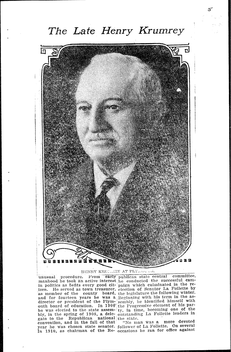 Tablet to Krumrey to be unveiled Thursday Date: 1927-10-11