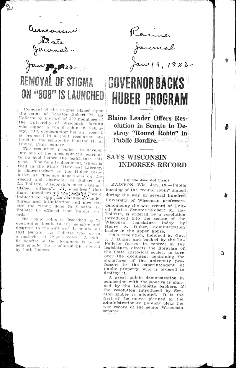  Source: Wisconsin State Journal Date: 1923-01-17