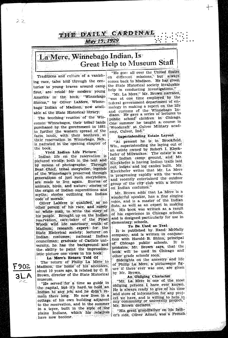  Source: Daily Cardinal Topics: Indians and Native Peoples Date: 1929-05-15