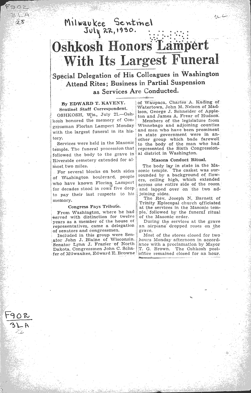  Source: Milwaukee Sentinel Date: 1930-07-22