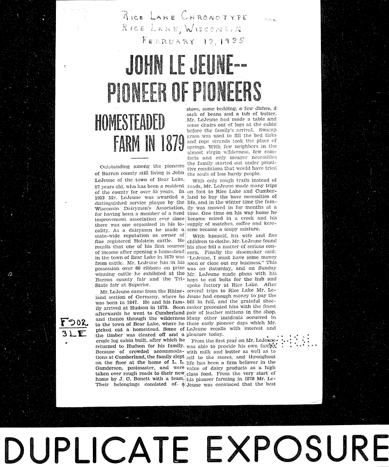  Source: Rice Lake Chronotype Topics: Agriculture Date: 1935-02-13