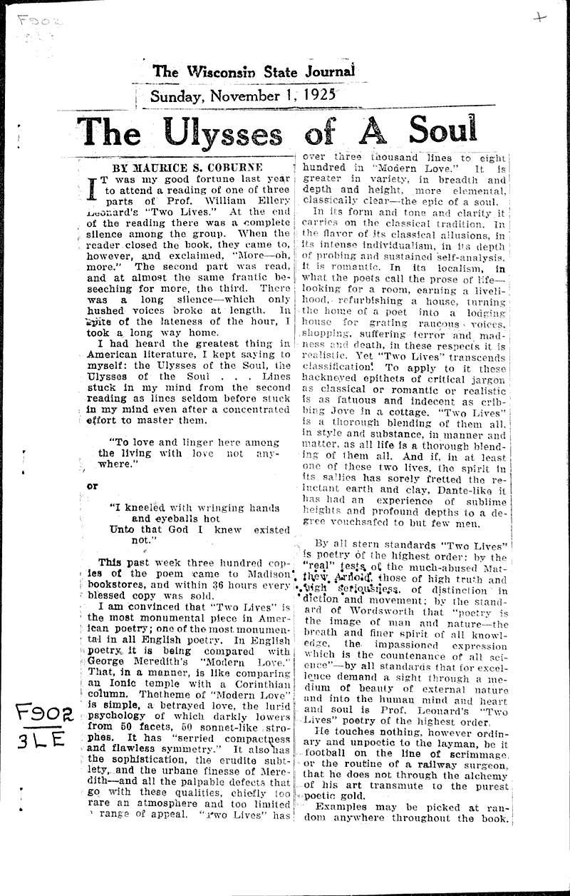  Source: Wisconsin State Journal Date: 1925-11-01