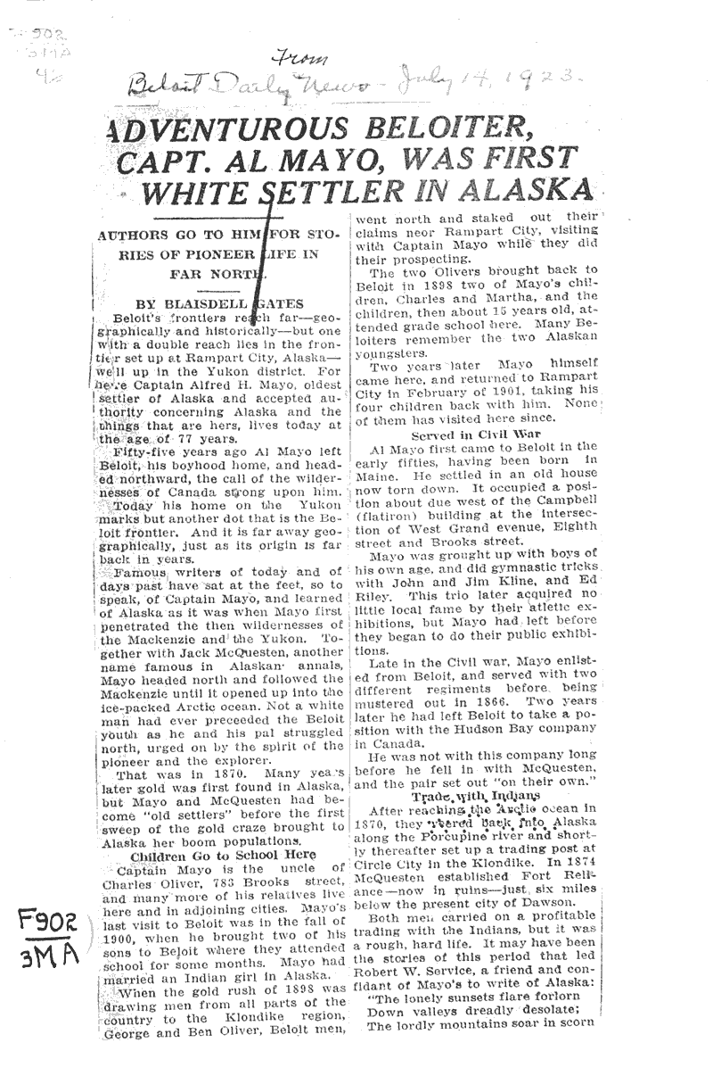  Source: Beloit Daily News Topics: Voyages and Travels Date: 1923-07-14