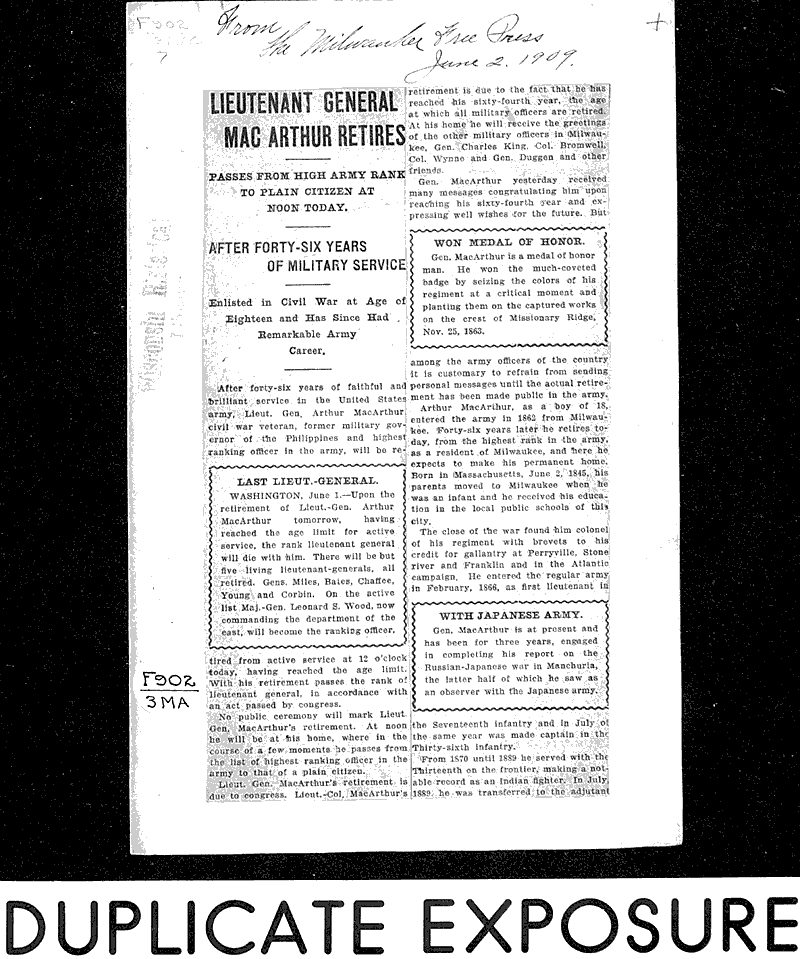  Source: Milwaukee Free Press Topics: Wars Date: 1909-06-02