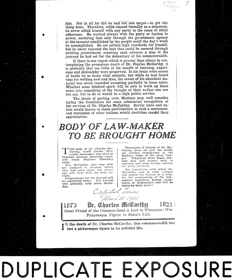  Source: Wisconsin State Journal Topics: Government and Politics Date: 1921-03-28