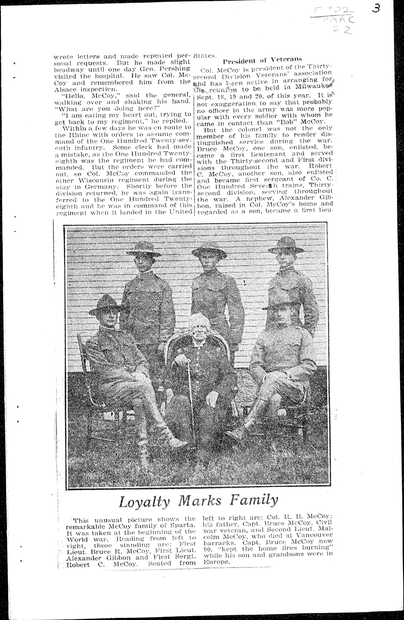 A remarkable family and its notable head Topics: Wars Date: 1920-07-25