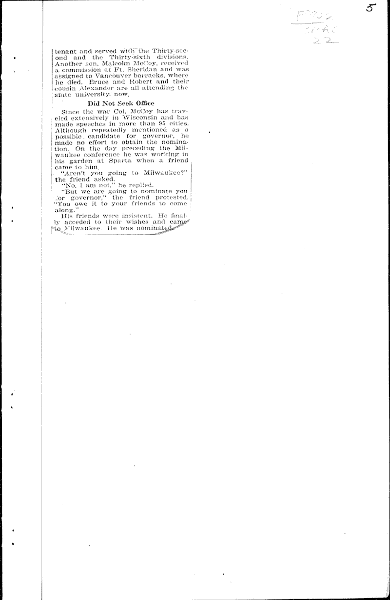 A remarkable family and its notable head Topics: Wars Date: 1920-07-25