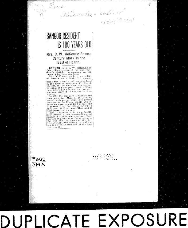 Bangor resident is 100 years old Newspaper Article/Clipping