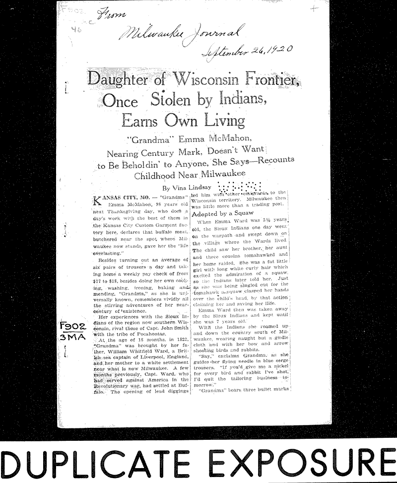  Source: Milwaukee Journal Date: 1920-09-26