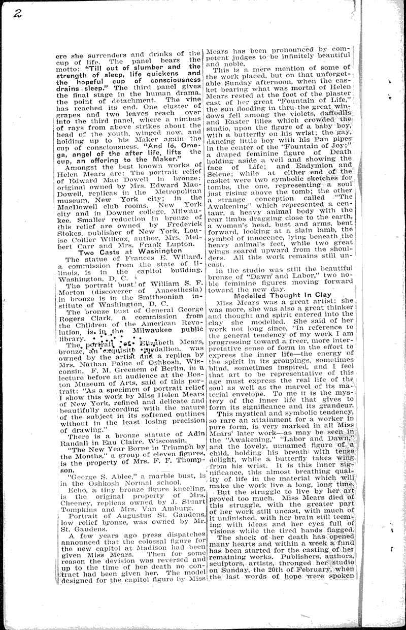  Source: Wisconsin State Journal Topics: Art and Music Date: 1916-02-27