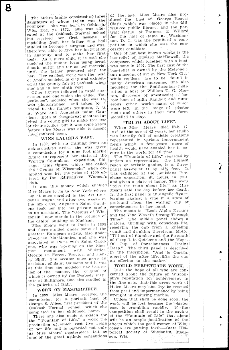  Source: Oshkosh Northwestern Topics: Art and Music Date: 1927-03-02