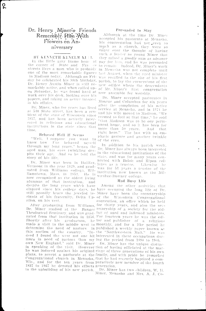  Source: Wisconsin State Journal Topics: Church History Date: 1927-07-03