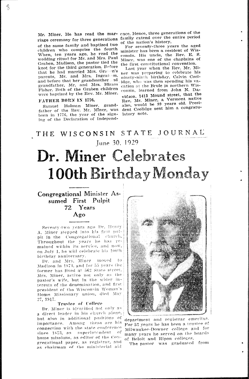  Source: Milwaukee Sentinel Topics: Church History Date: 1929-06-30