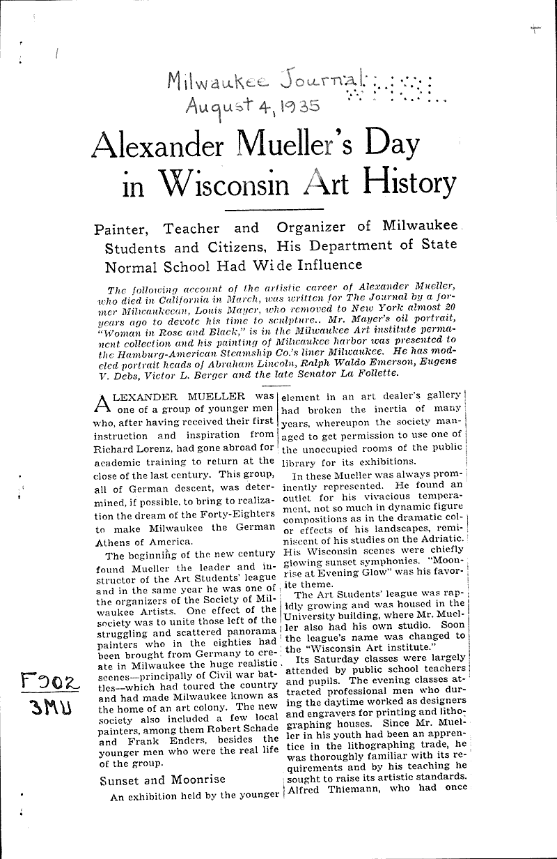  Source: Milwaukee Journal Topics: Art and Music Date: 1935-08-04