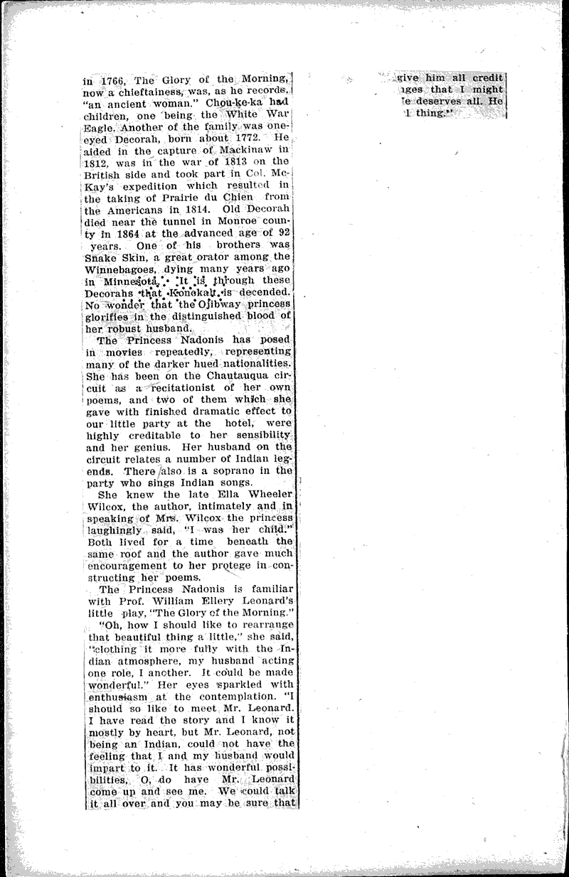  Source: Baraboo Daily News Topics: Indians and Native Peoples Date: 1921-07-16