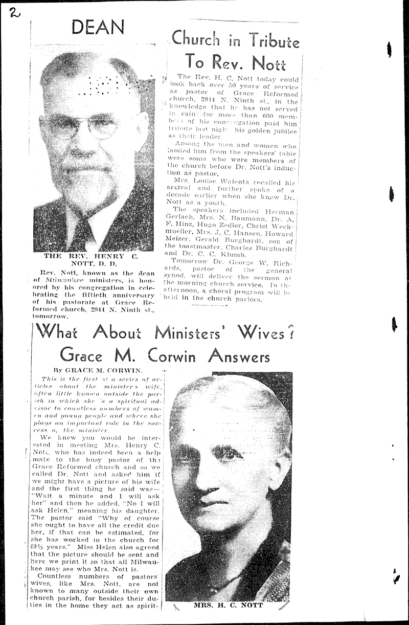  Source: Wisconsin News Topics: Church History Date: 1935-11-30