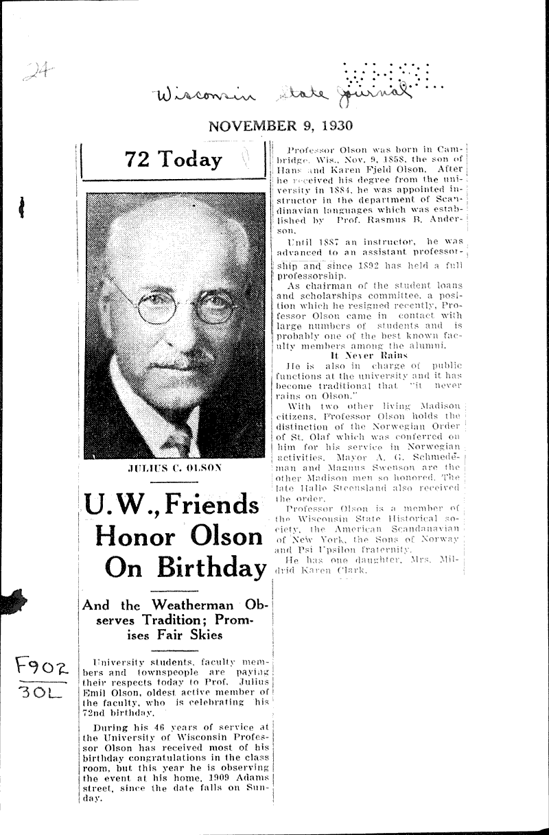  Source: Wisconsin State Journal Topics: Education Date: 1930-11-09