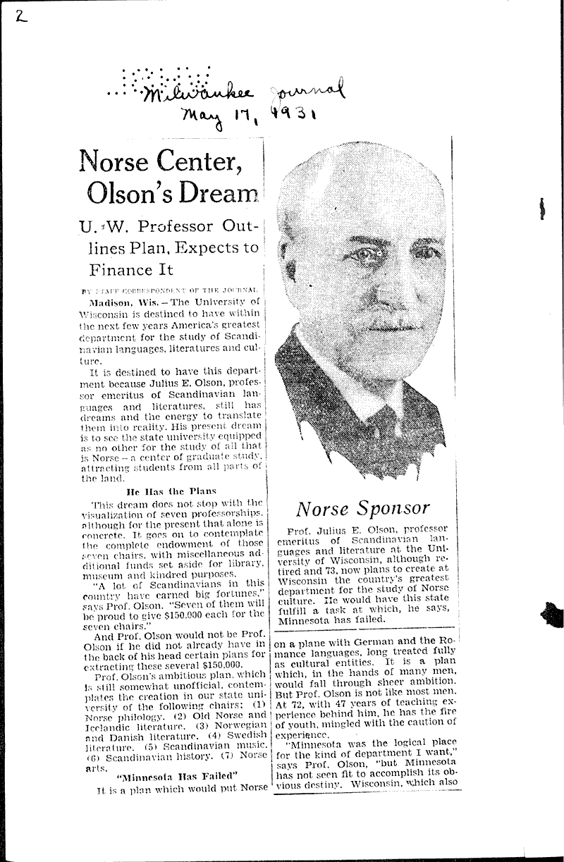  Source: Milwaukee Journal Topics: Education Date: 1931-05-17