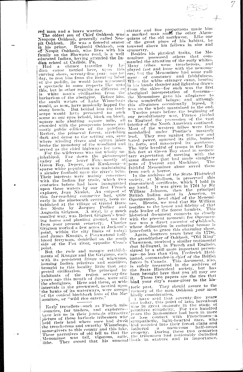  Source: Oshkosh Daily Northwestern Topics: Indians and Native Peoples Date: 1911-06-21