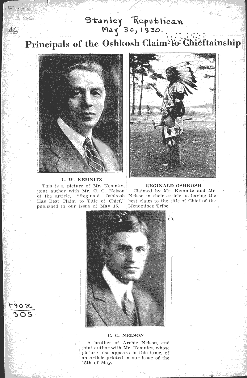  Source: Stanley Republican Topics: Indians and Native Peoples Date: 1930-05-30