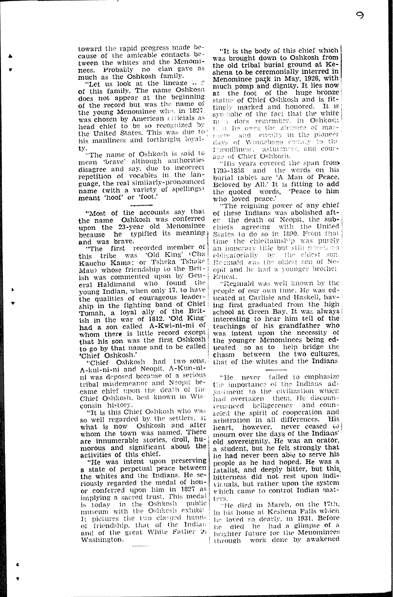  Source: Oshkosh Daily Northwestern Topics: Indians and Native Peoples Date: 1932-10-01