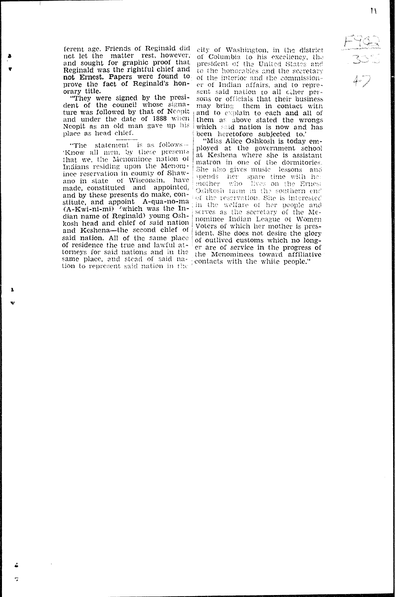  Source: Oshkosh Daily Northwestern Topics: Indians and Native Peoples Date: 1932-10-01