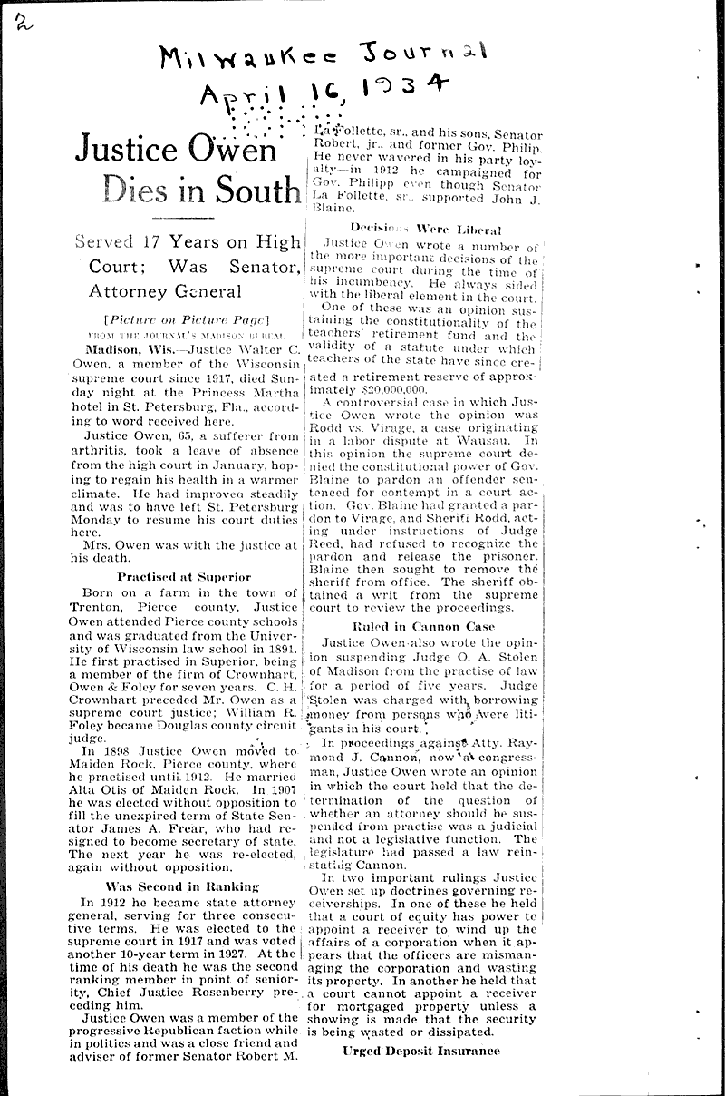  Source: Milwaukee Journal Topics: Government and Politics Date: 1934-04-16