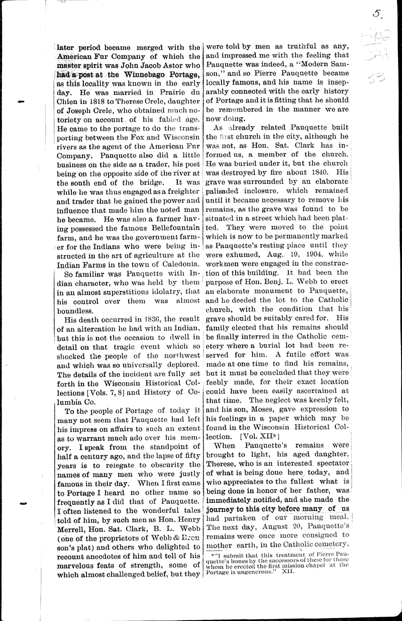  Source: Portage Democrat Date: 1905-04-12