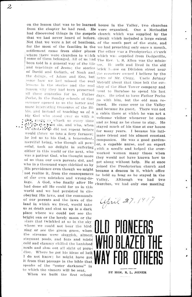  Source: Dodgeville Chronicle Topics: Voyages and Travels Date: 1917-04-20