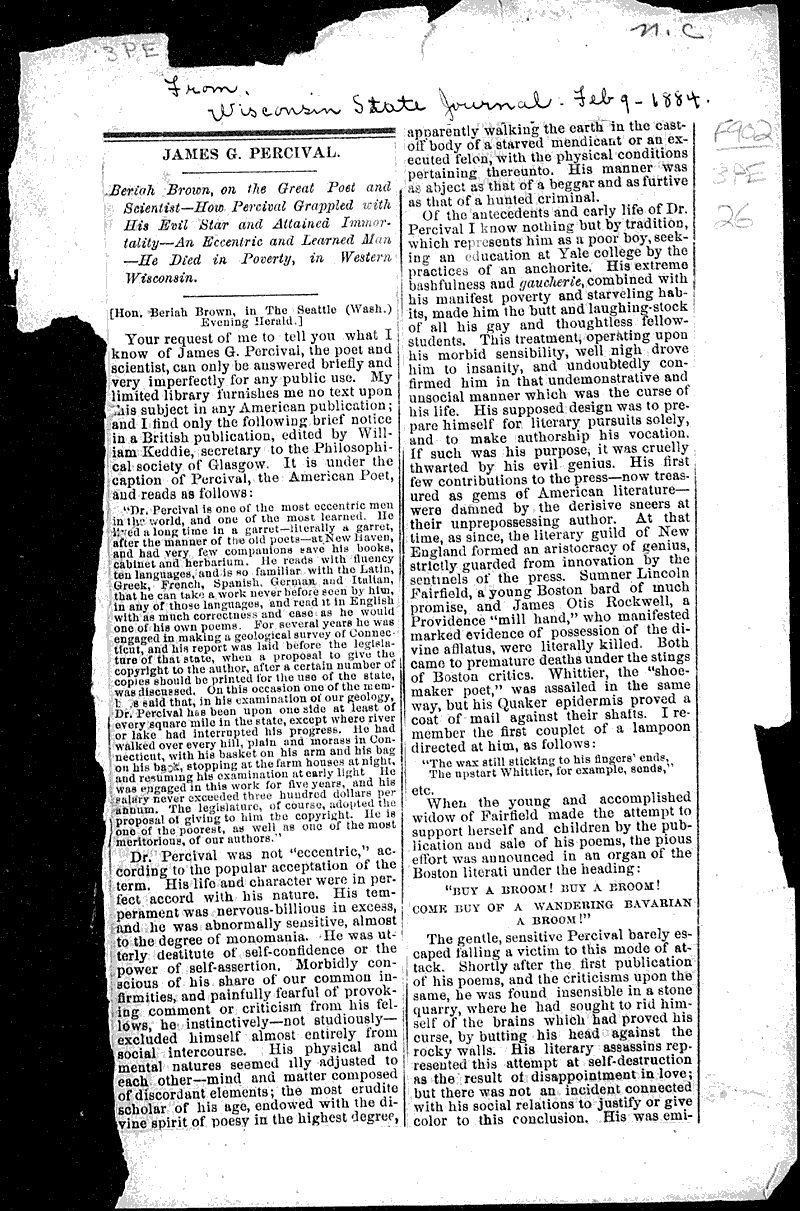  Source: Wisconsin State Journal Topics: Art and Music Date: 1884-02-09