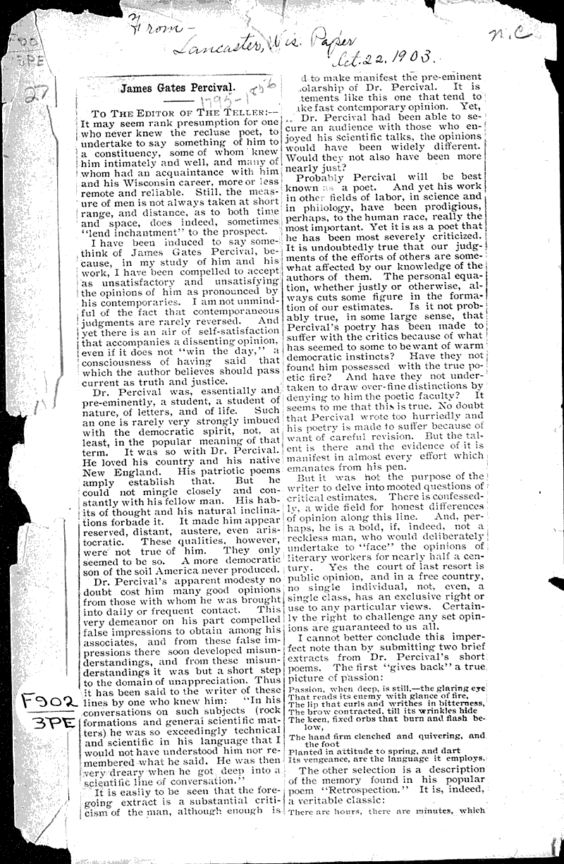  Source: Lancaster Teller Topics: Art and Music Date: 1903-10-22