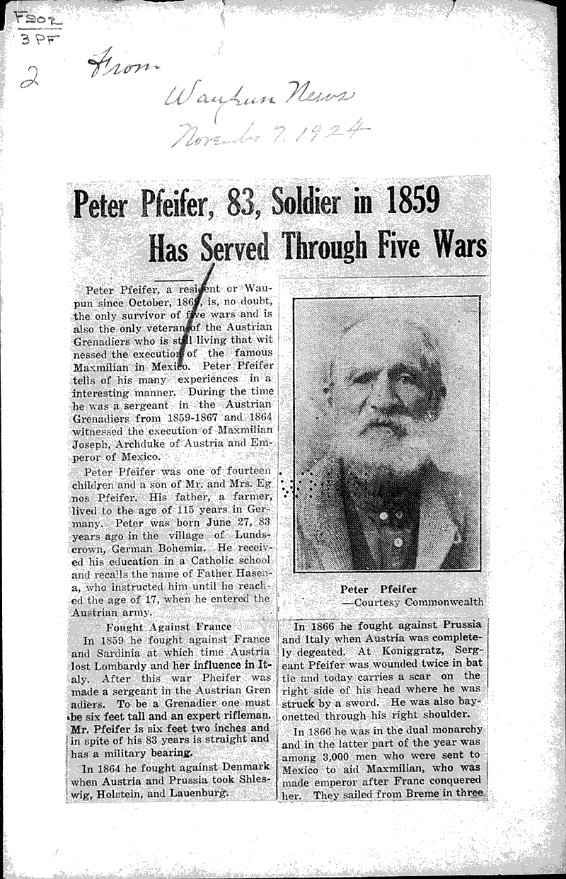  Source: Waupun News Topics: Wars Date: 1924-11-07