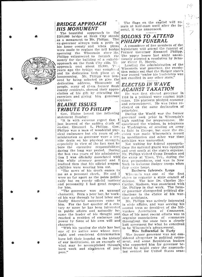  Source: Wisconsin State Journal Topics: Government and Politics Date: 1925-06-16