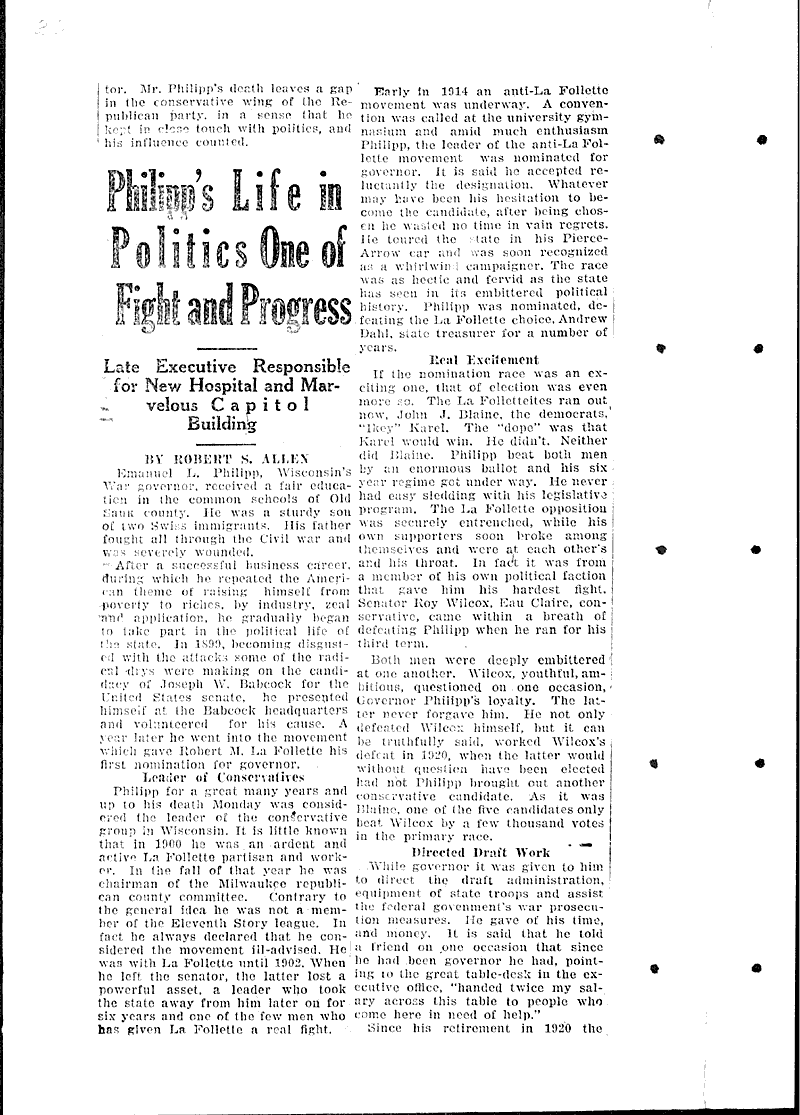  Source: Wisconsin State Journal Topics: Government and Politics Date: 1925-06-16