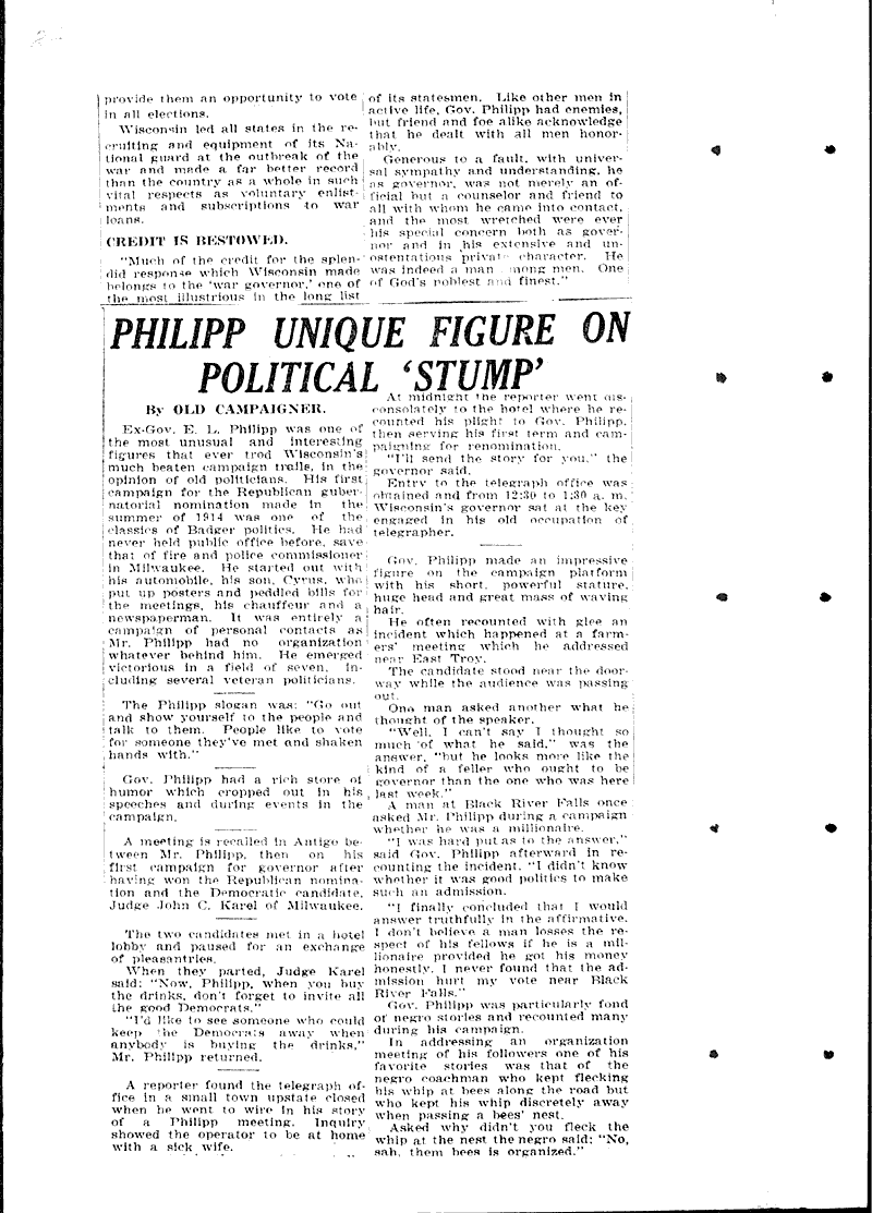  Source: Wisconsin News Topics: Government and Politics Date: 1925-06-16