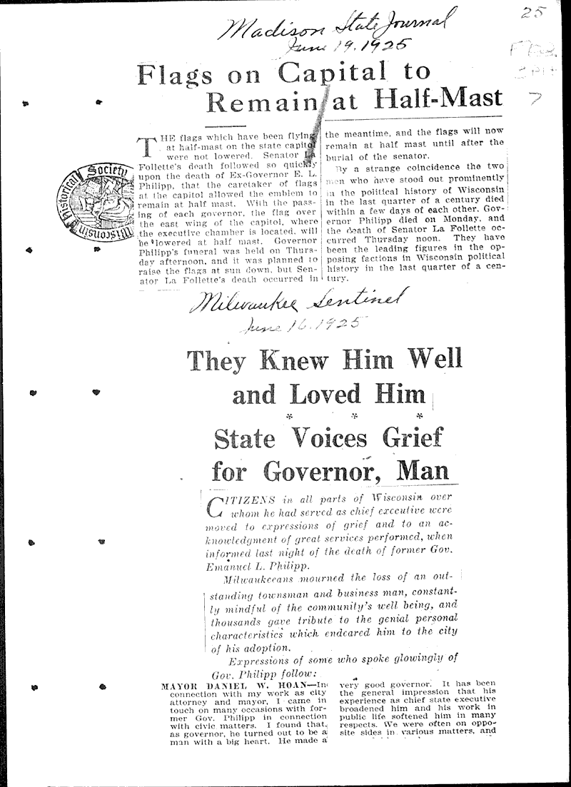  Source: Madison State Journal Topics: Government and Politics Date: 1925-06-19