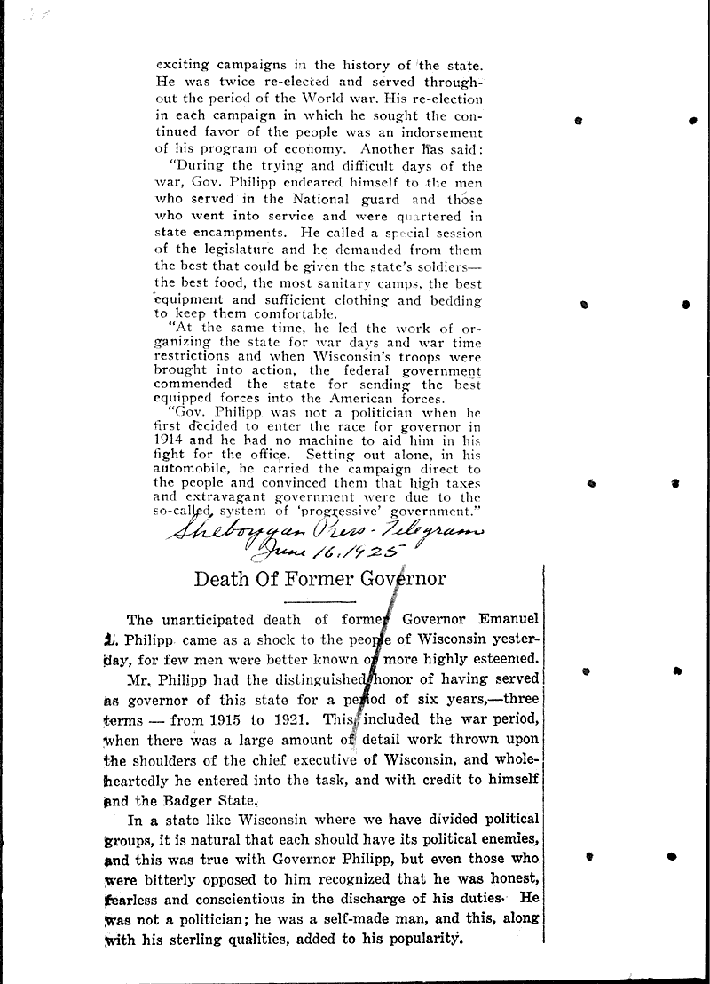  Source: Racine Journal-News Topics: Government and Politics Date: 1925-06-16