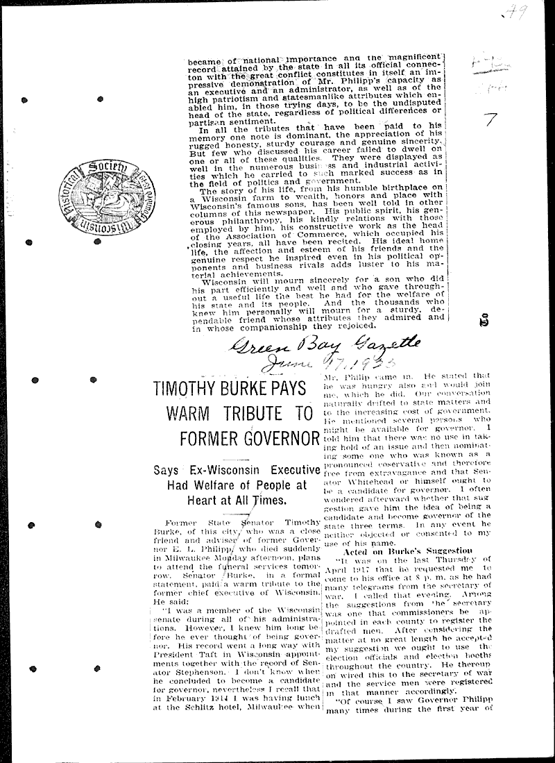  Source: Green Bay Gazette Topics: Government and Politics Date: 1933-06-17