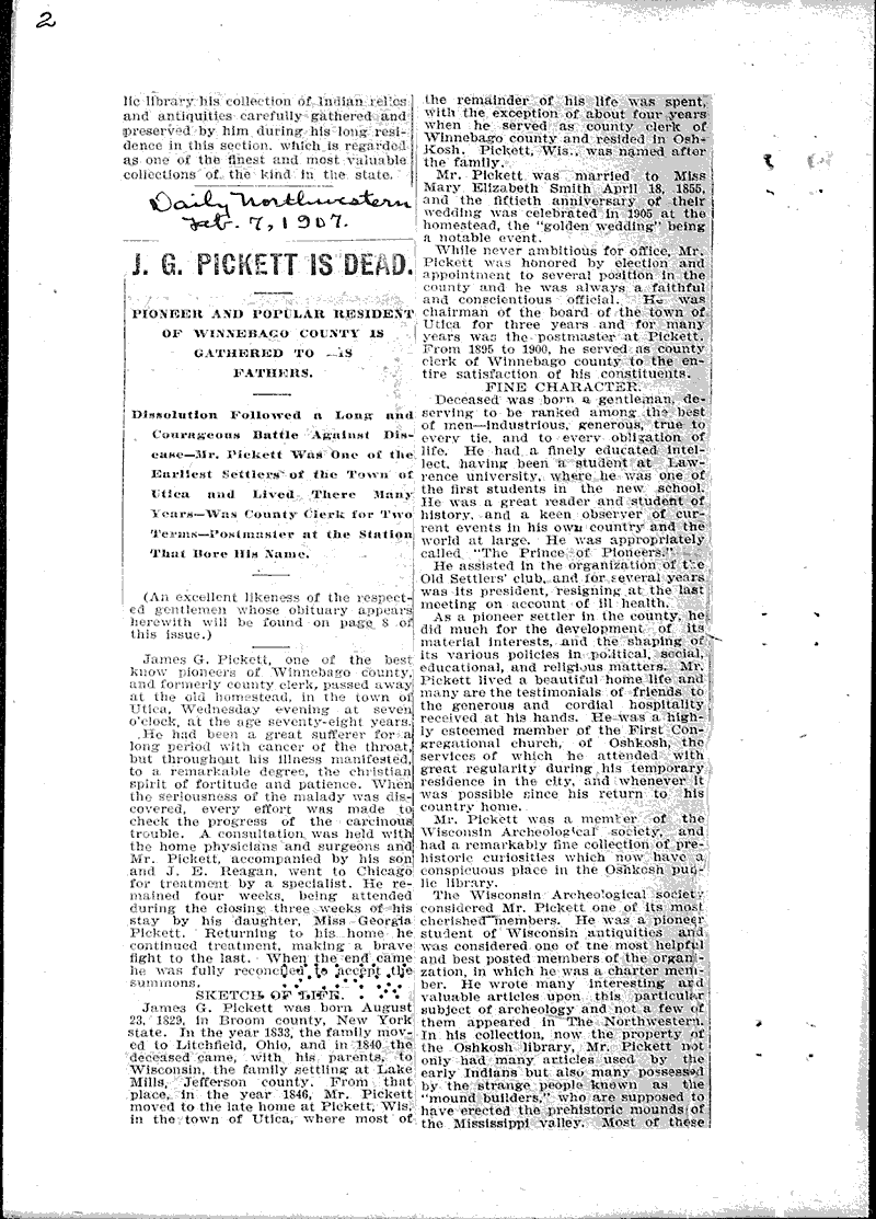  Source: Oshkosh Daily Northwestern Topics: Government and Politics Date: 1907-02-07
