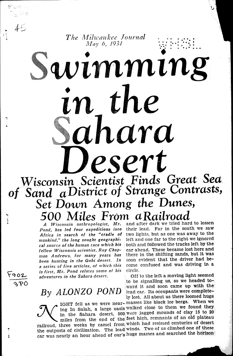  Topics: Voyages and Travels Date: 1934-05-06