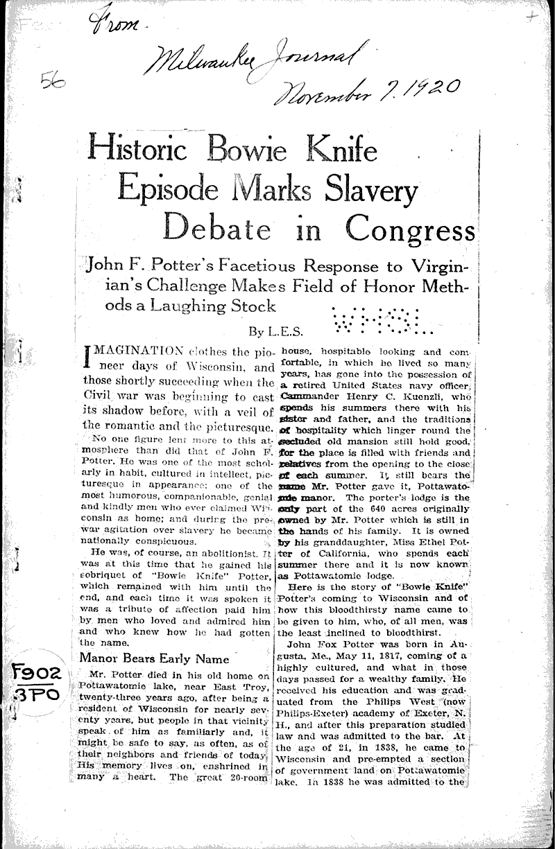  Source: Milwaukee Journal Topics: Government and Politics Date: 1920-11-07