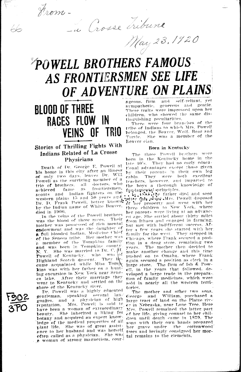  Source: LaCrosse Tribune Topics: Voyages and Travels Date: 1920-05-23